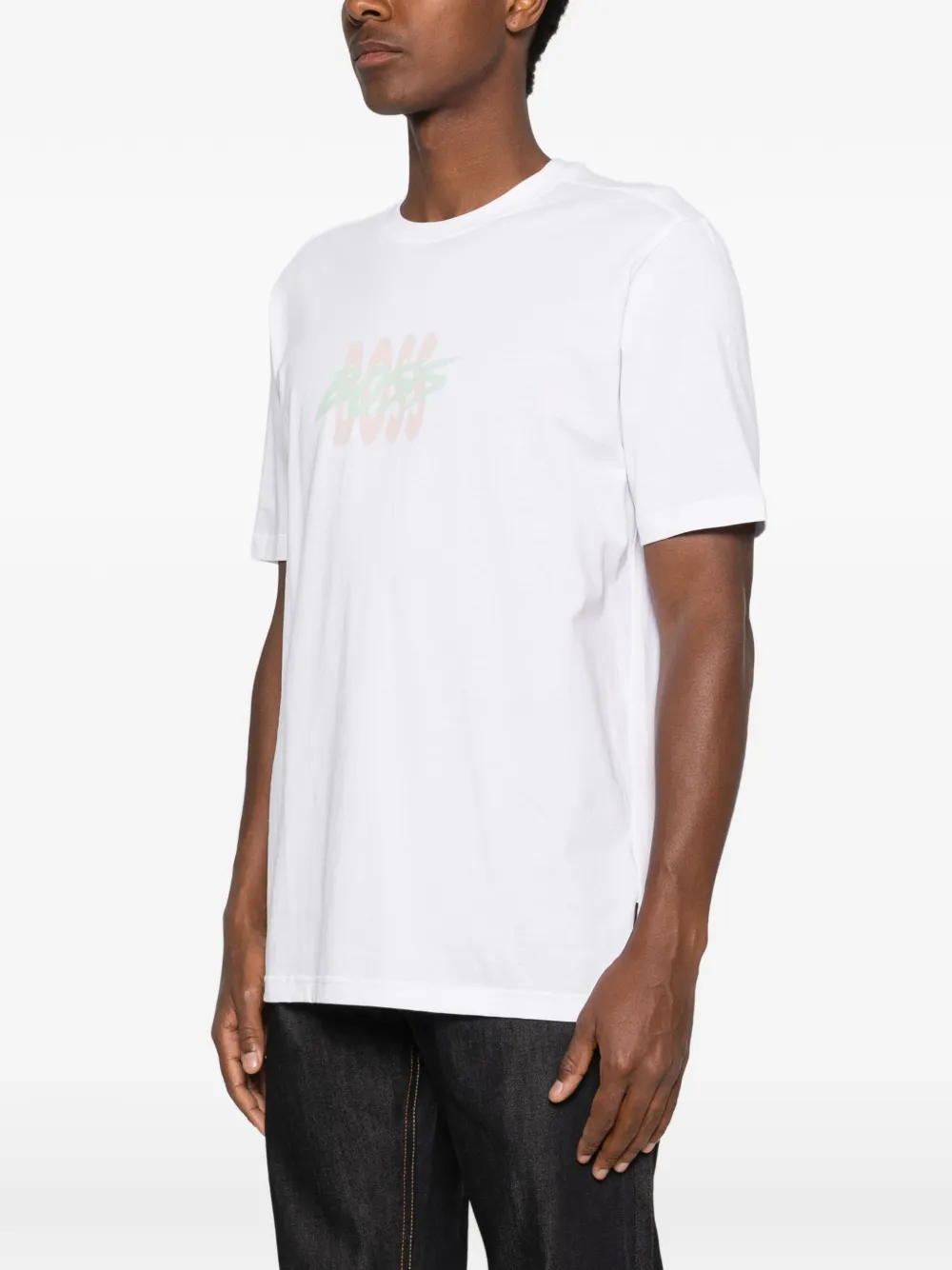 BOSS Katoenen-jersey T-shirt met logo Wit
