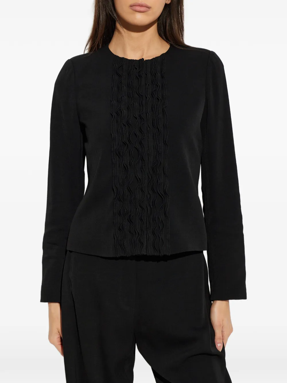 Emporio Armani Jack met ruches en ronde hals Zwart