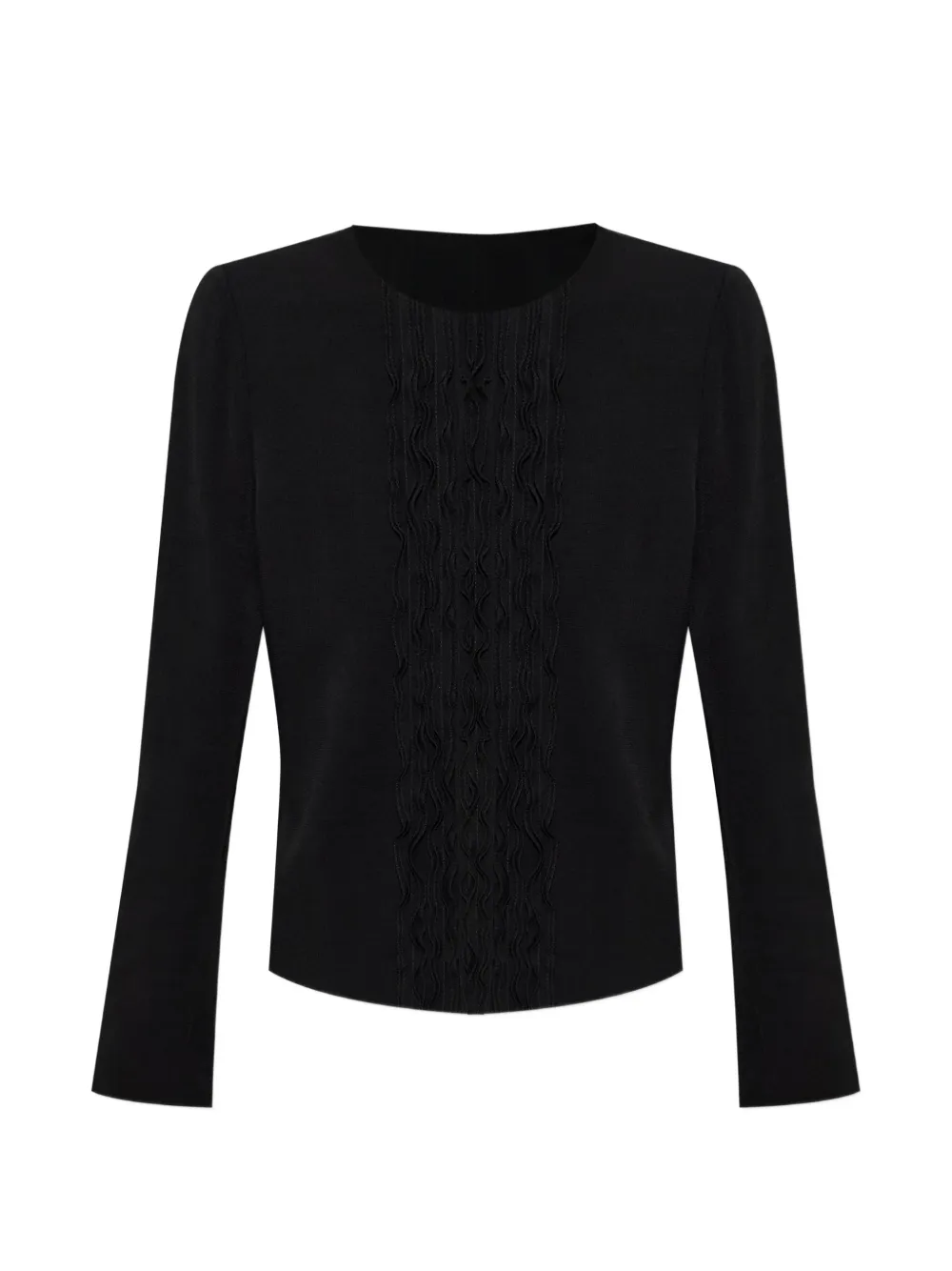 Emporio Armani ruffle-trimmed round-neck jacket - Nero