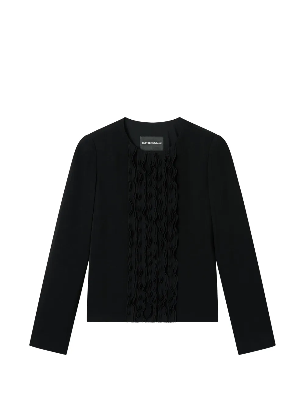 Emporio Armani ruffle-trimmed round-neck jacket - Nero