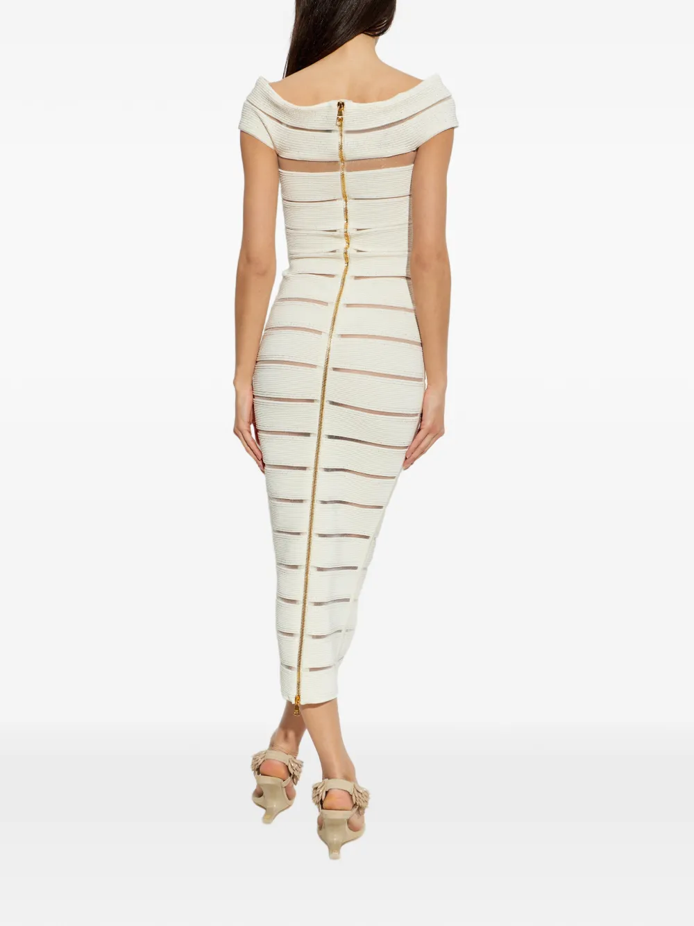 Balmain Mini-jurk verfraaid met glitters Beige