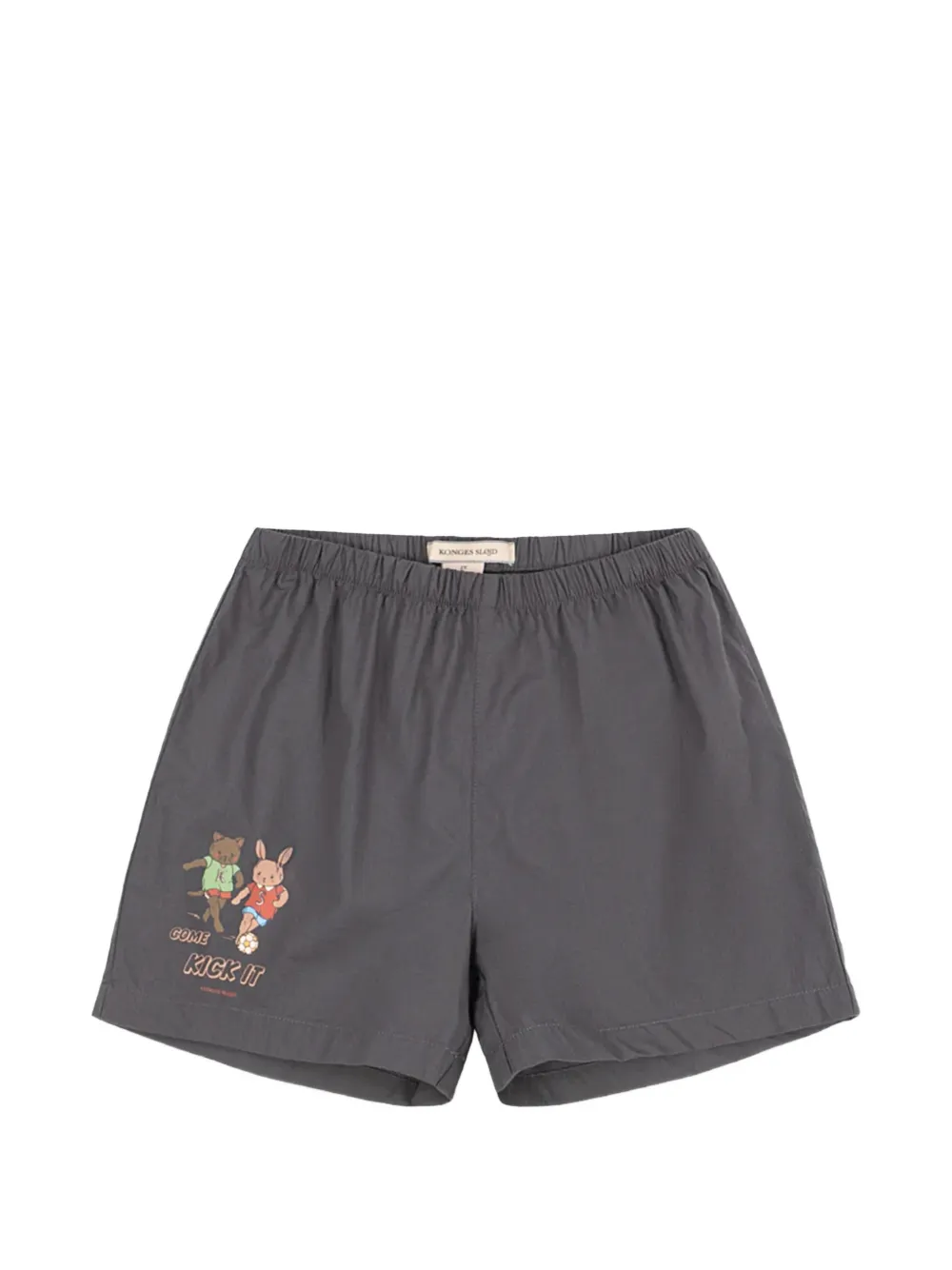 Konges Sløjd graphic-print cotton shorts - Grigio