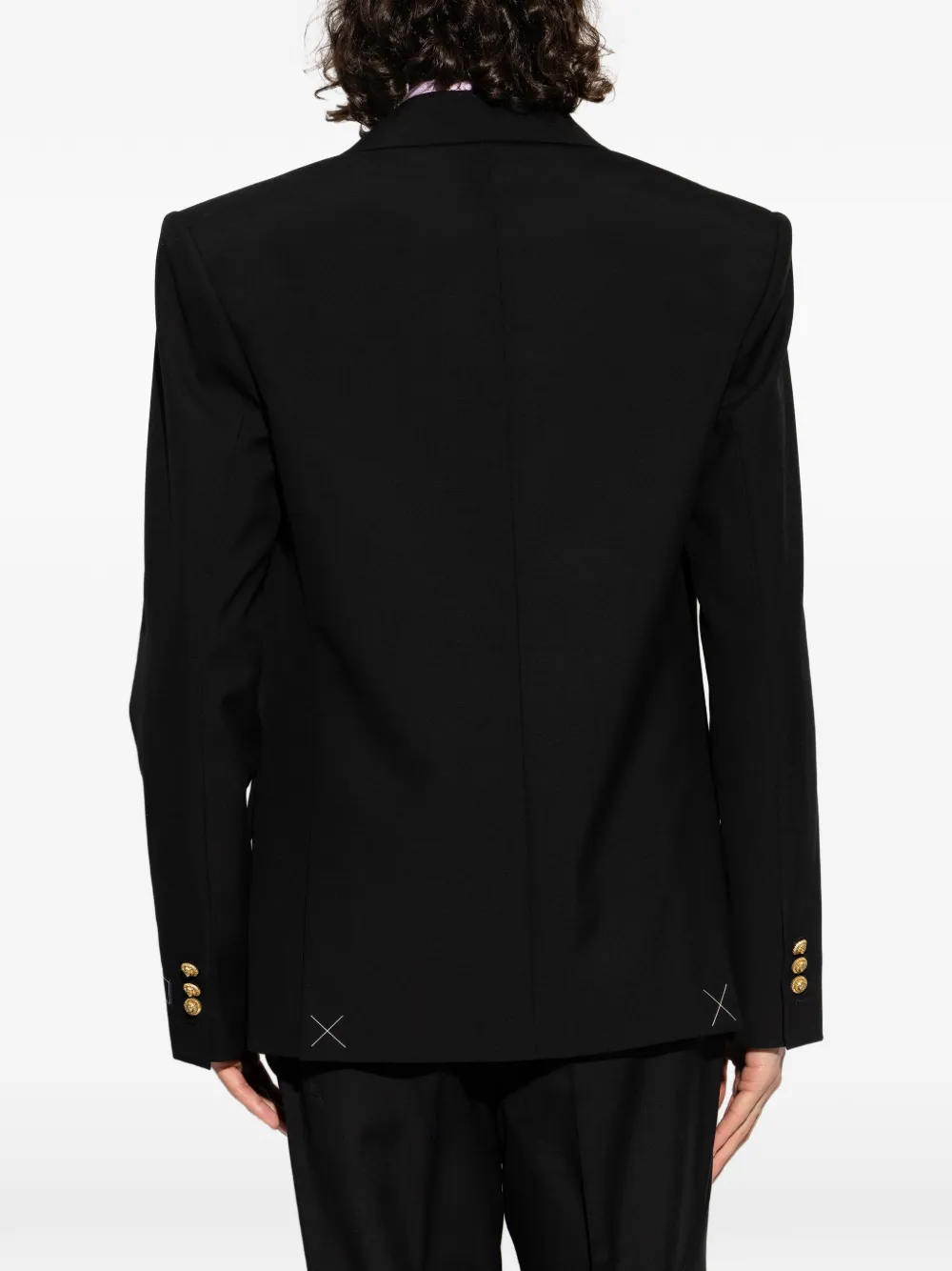 Balmain Jack met dubbele rij knopen en leeuwen-knopen Zwart