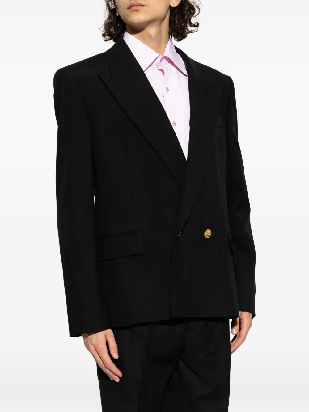 Balmain Jack met dubbele rij knopen en leeuwen-knopen Zwart