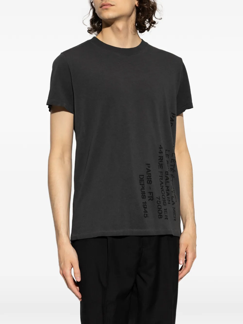  Balmain Camiseta Con Logo Estampado - Gris 