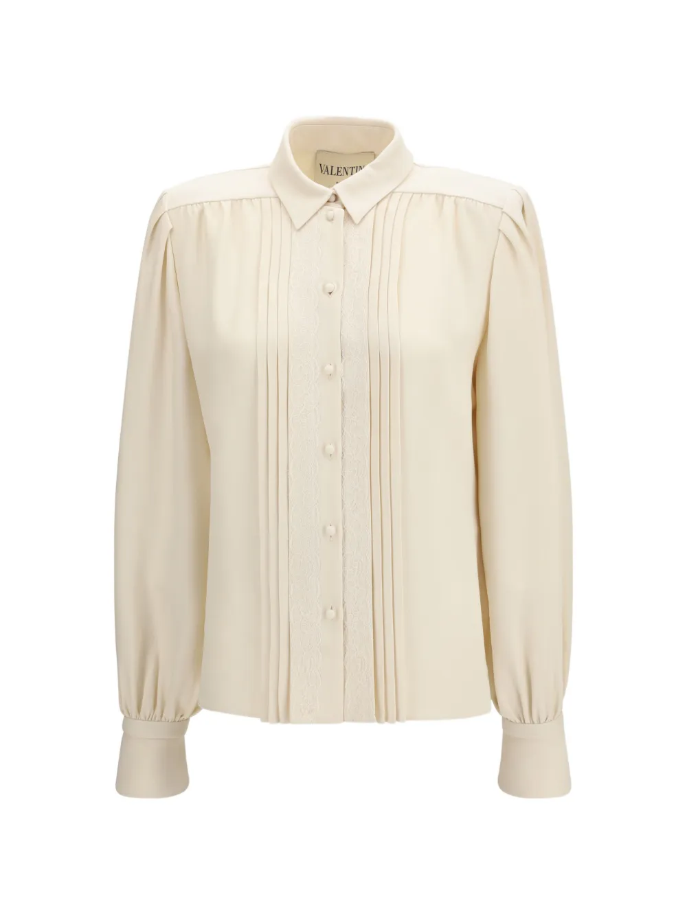 Valentino Garavani Cady lace-trim pintuck shirt - Toni neutri