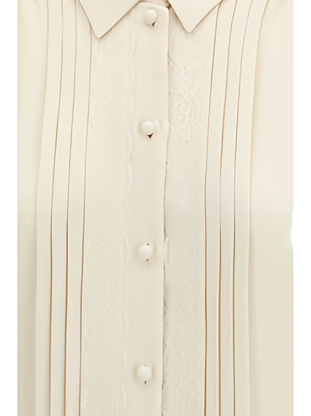 Valentino Garavani Cady gesmockte blouse met kanten afwerking Beige