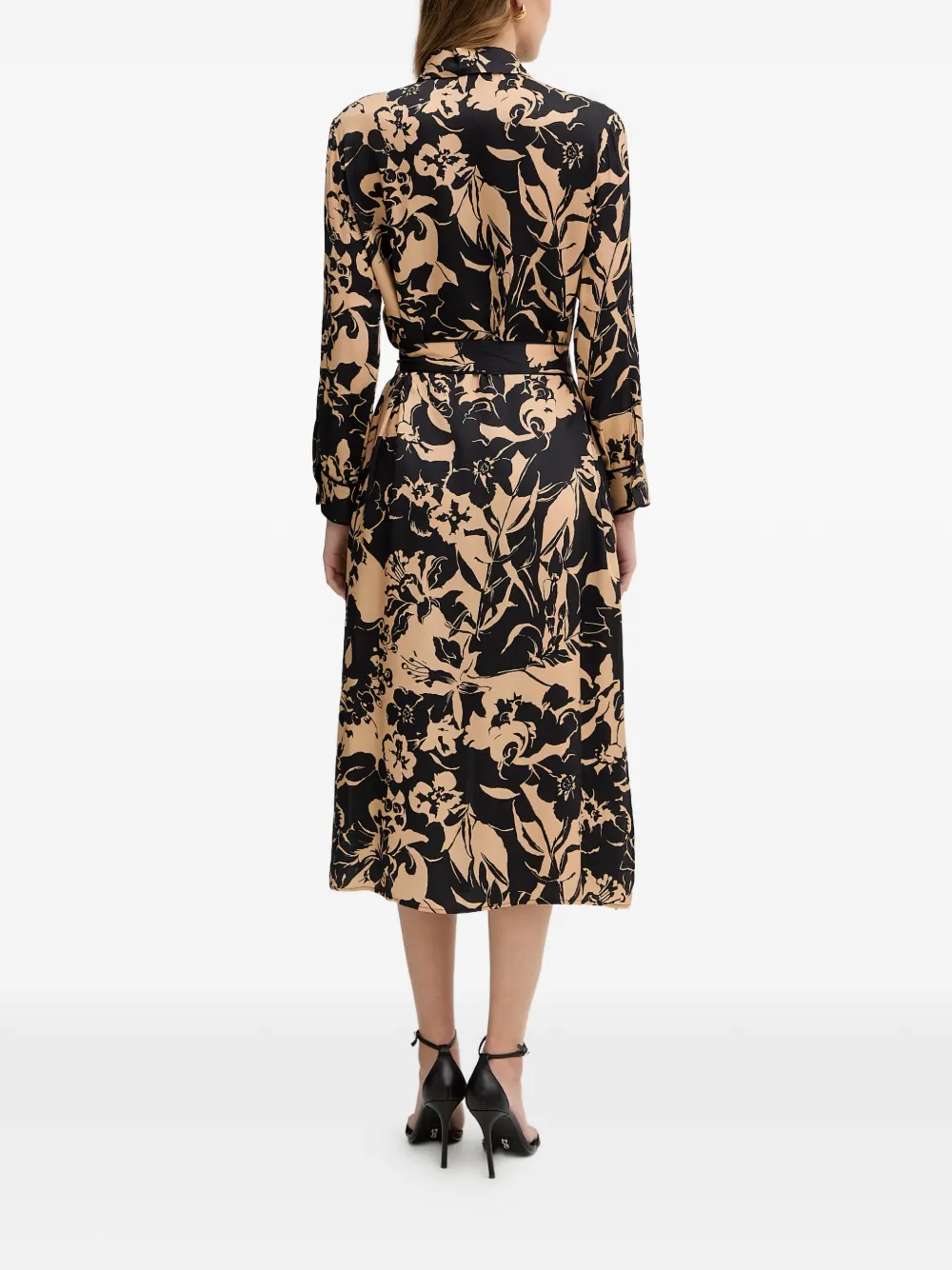 SIMONA CORSELLINI Midi-jurk met ceintuur Beige