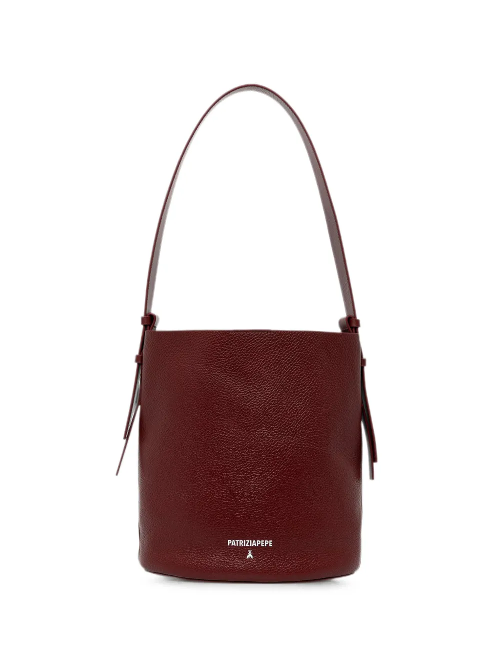 Patrizia Pepe Never Complete logo-print grained bucket bag - Rosso