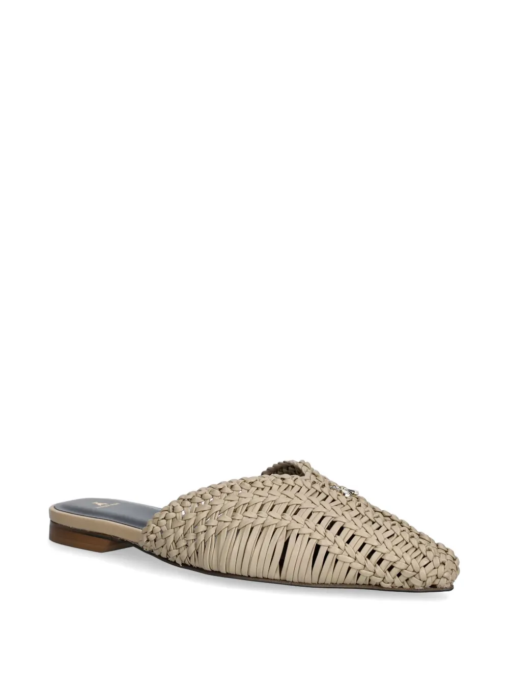 Patrizia Pepe woven fly-plaque slides Beige