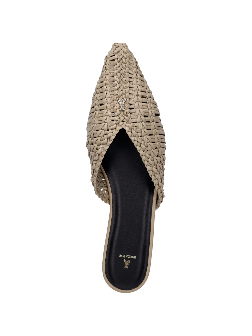 Patrizia Pepe woven fly-plaque slides Beige