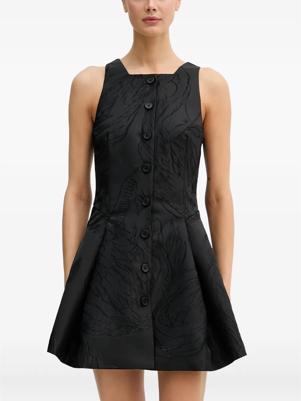 Stine Goya jacquard button-up mini dress - Nero