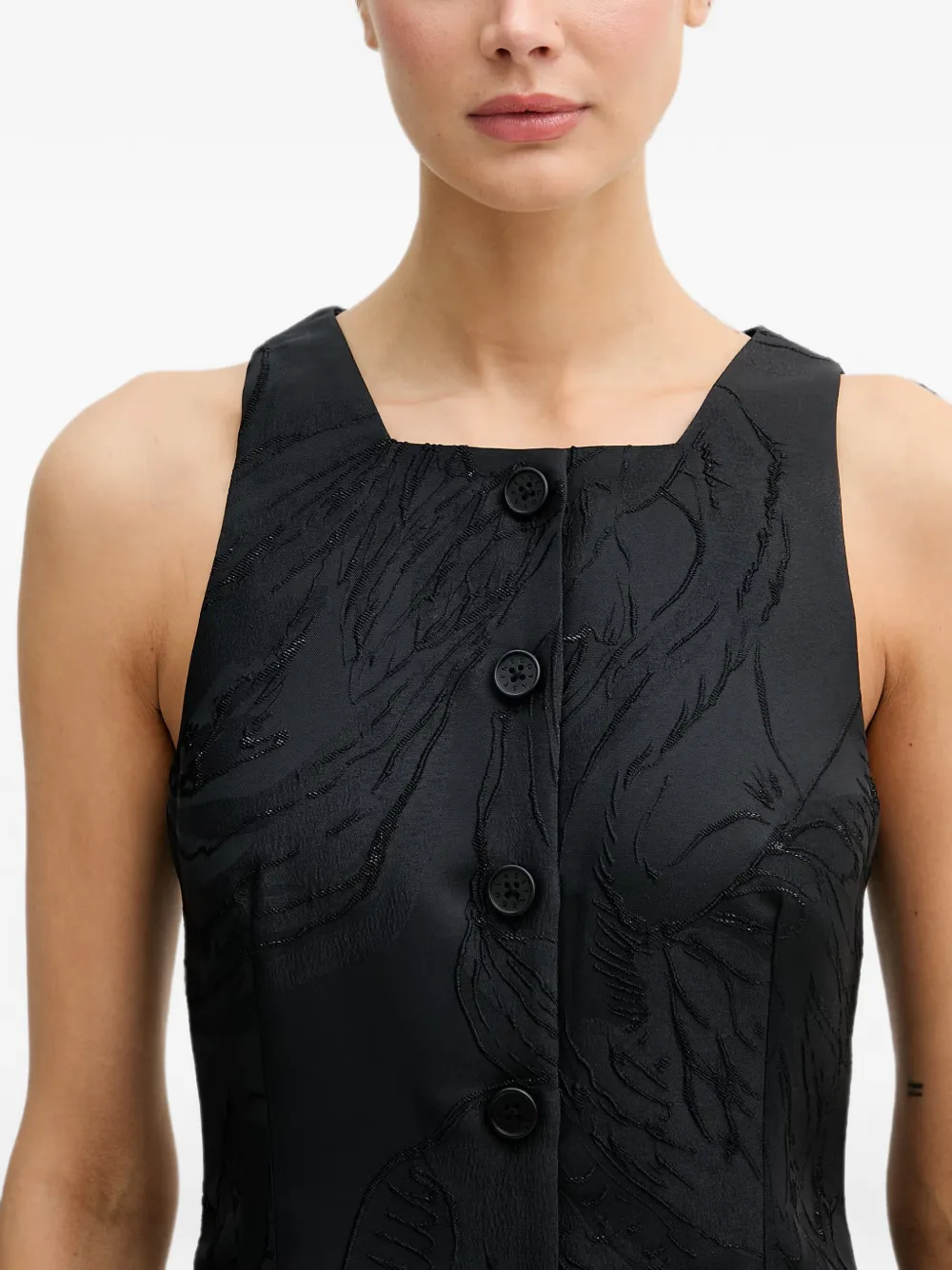Stine Goya Button-up mini-jurk met jacquard Zwart