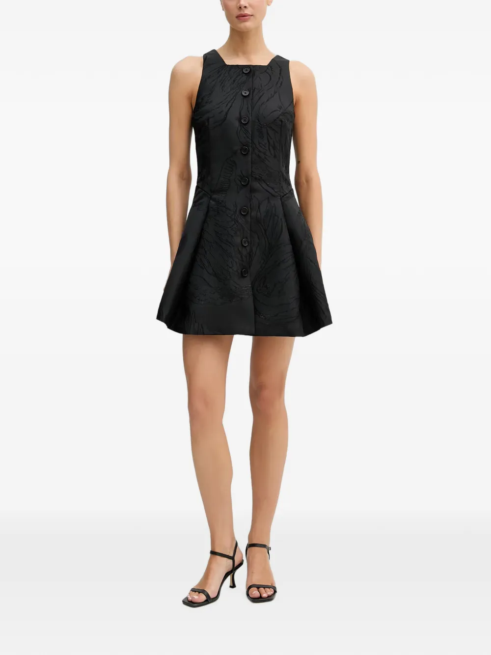 Stine Goya Button-up mini-jurk met jacquard Zwart