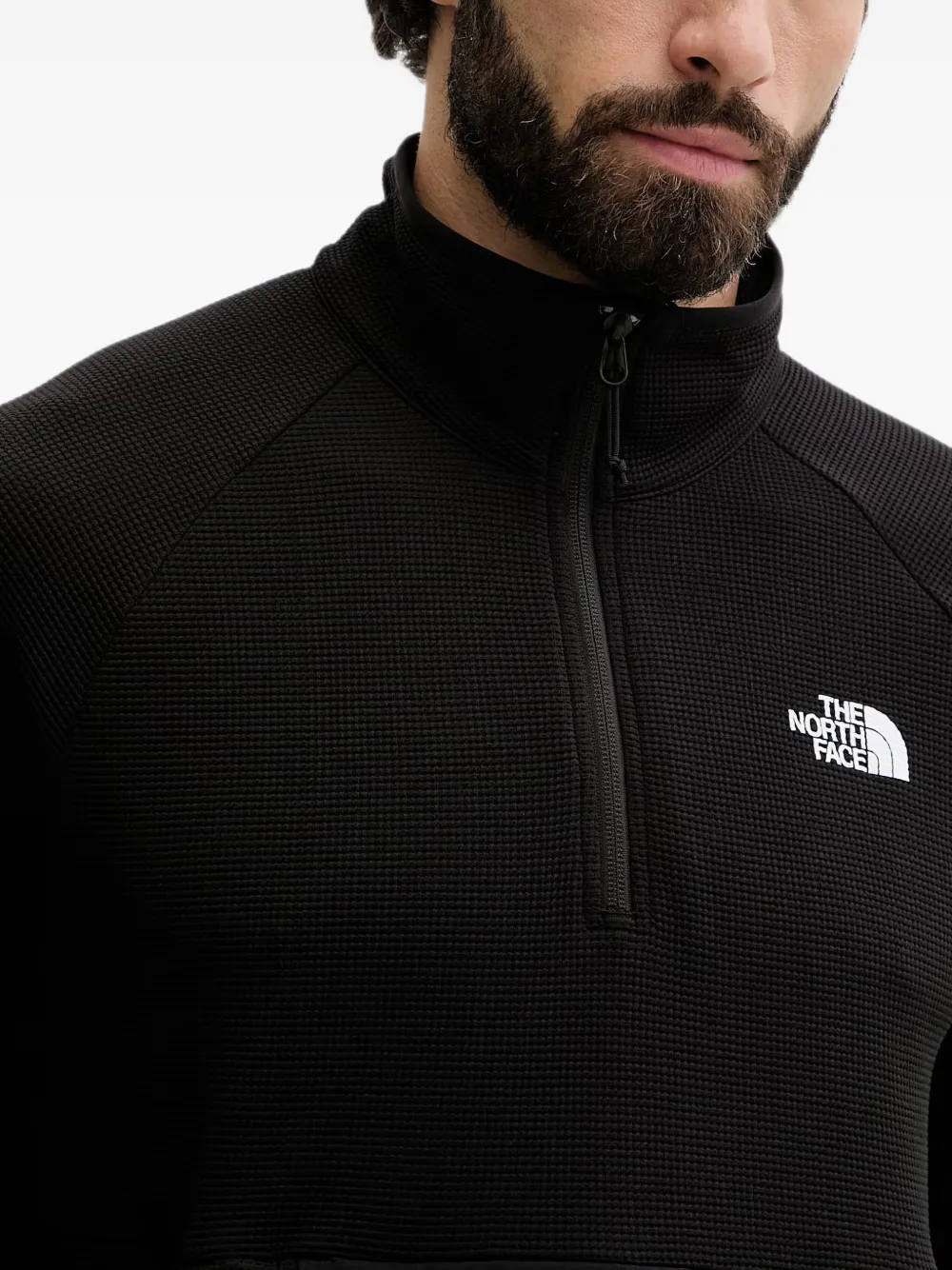 The North Face Kecha wafelgebreide sweater met halve rits Zwart