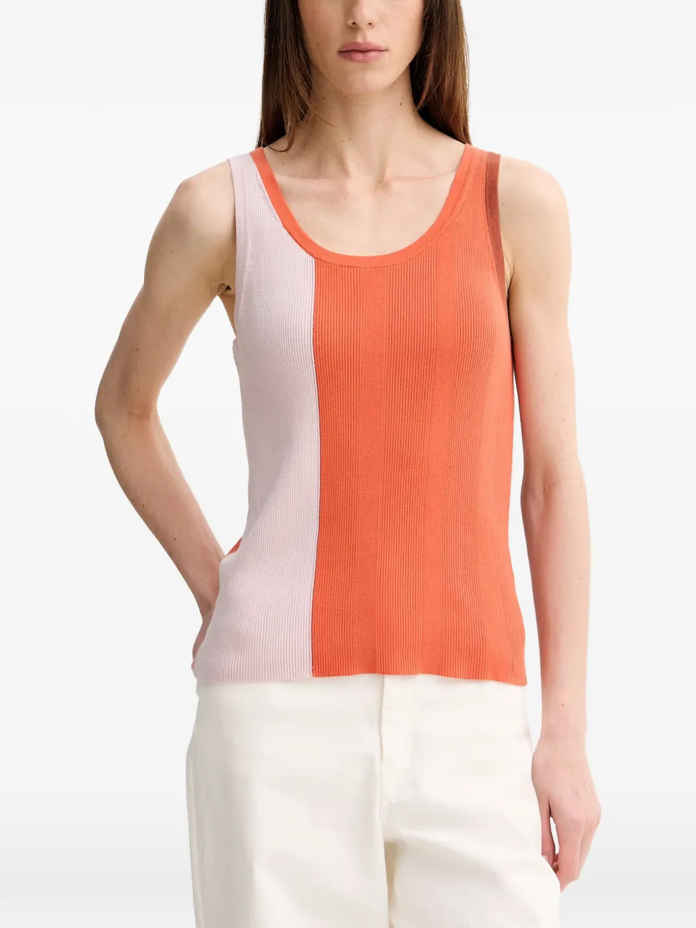 PS Paul Smith colour-block ribbed-knit blouse - Arancione
