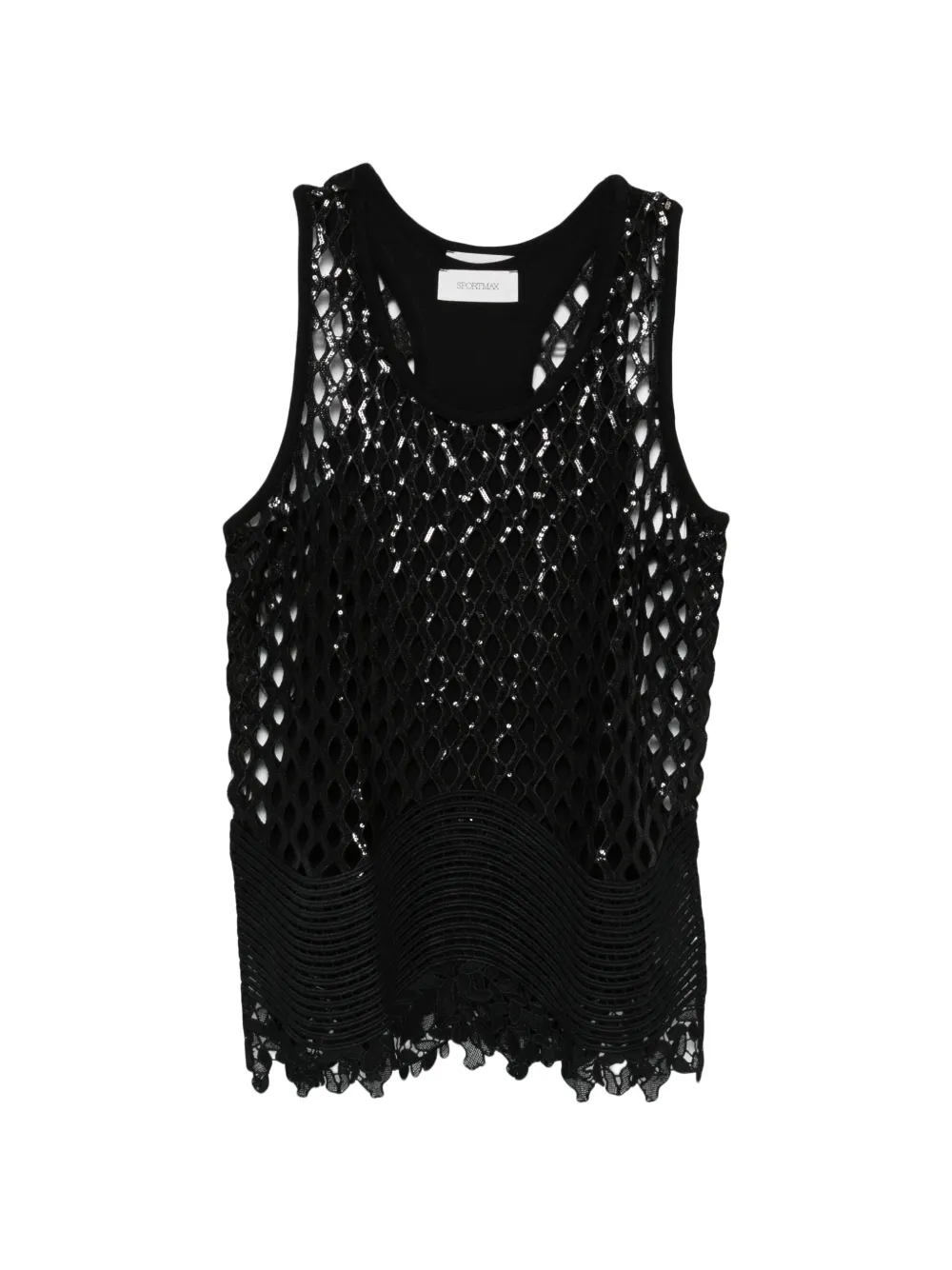 Sportmax sequin-embellished open-knit top - Black