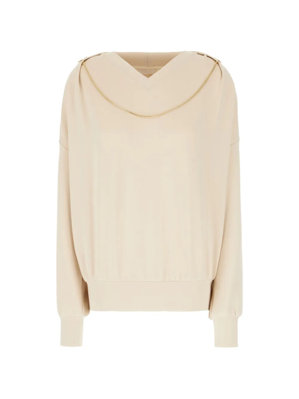 Danamé V-neck chain-detail sweatshirt - Toni neutri