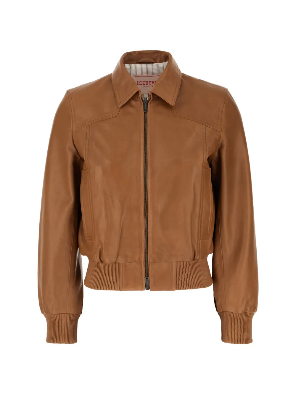 Iceberg leather bomber jacket - Marrone