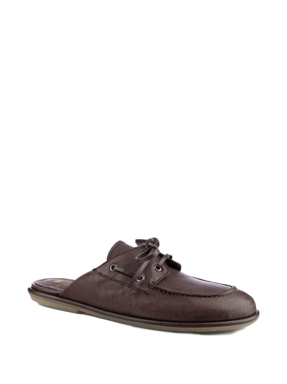 Officine Creative Love 106 lace-detail flat leather mules Bruin