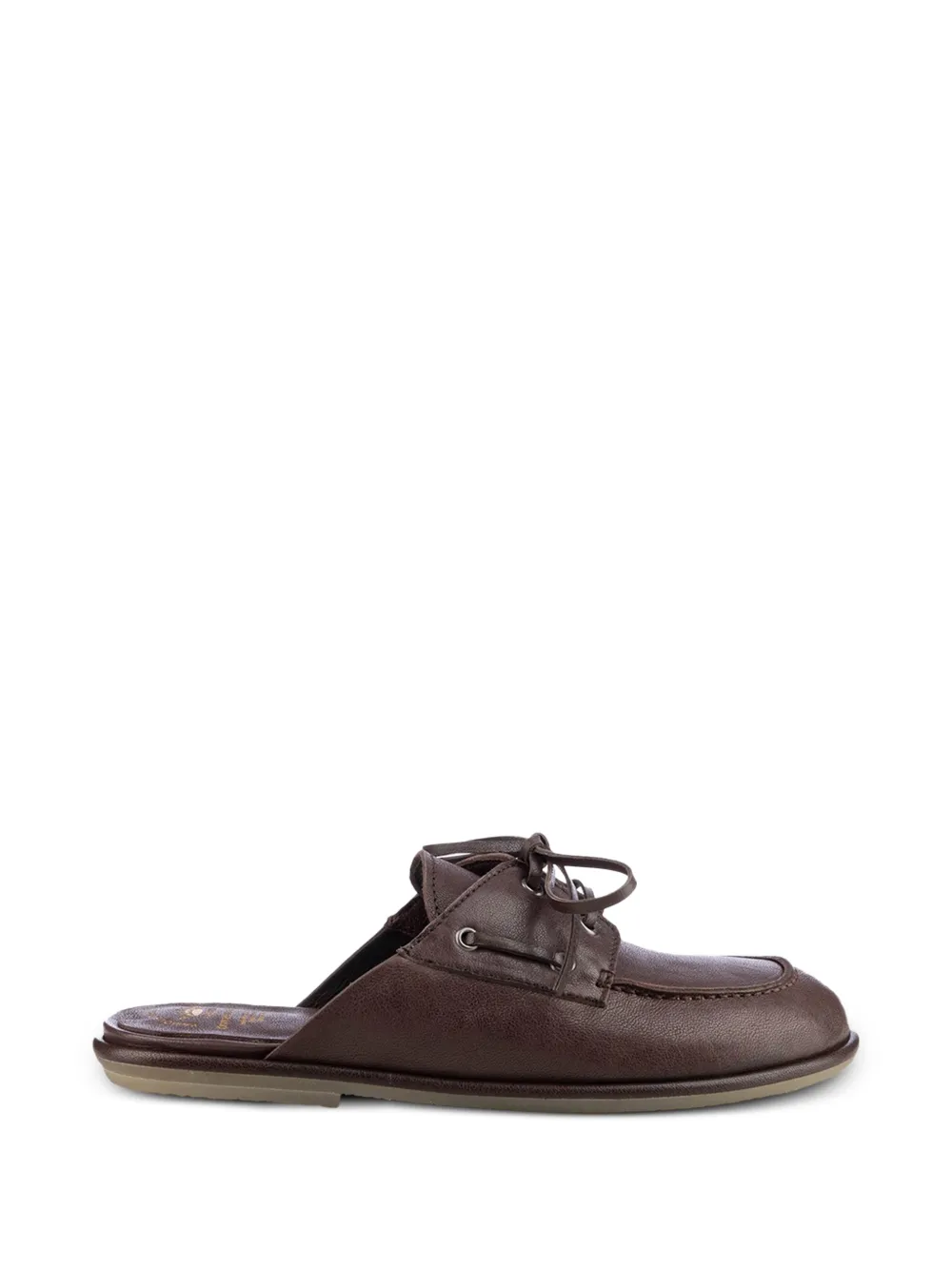 Officine Creative Love 106 lace-detail flat leather mules - Marrone