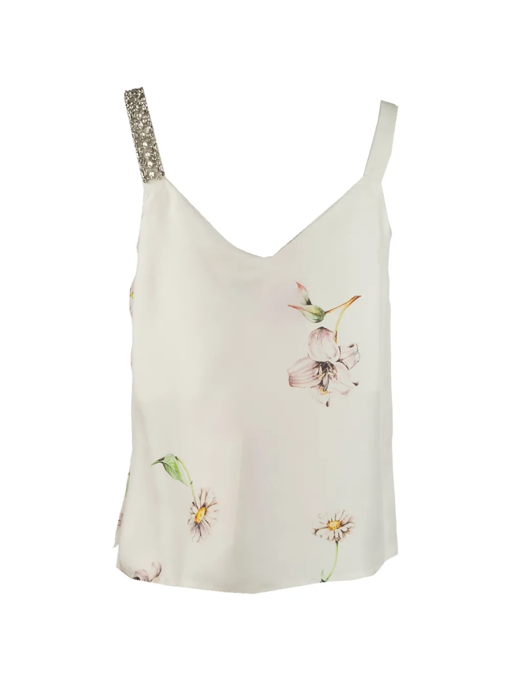  Co.go Top De Seda Con Estampado Floral - Blanco 