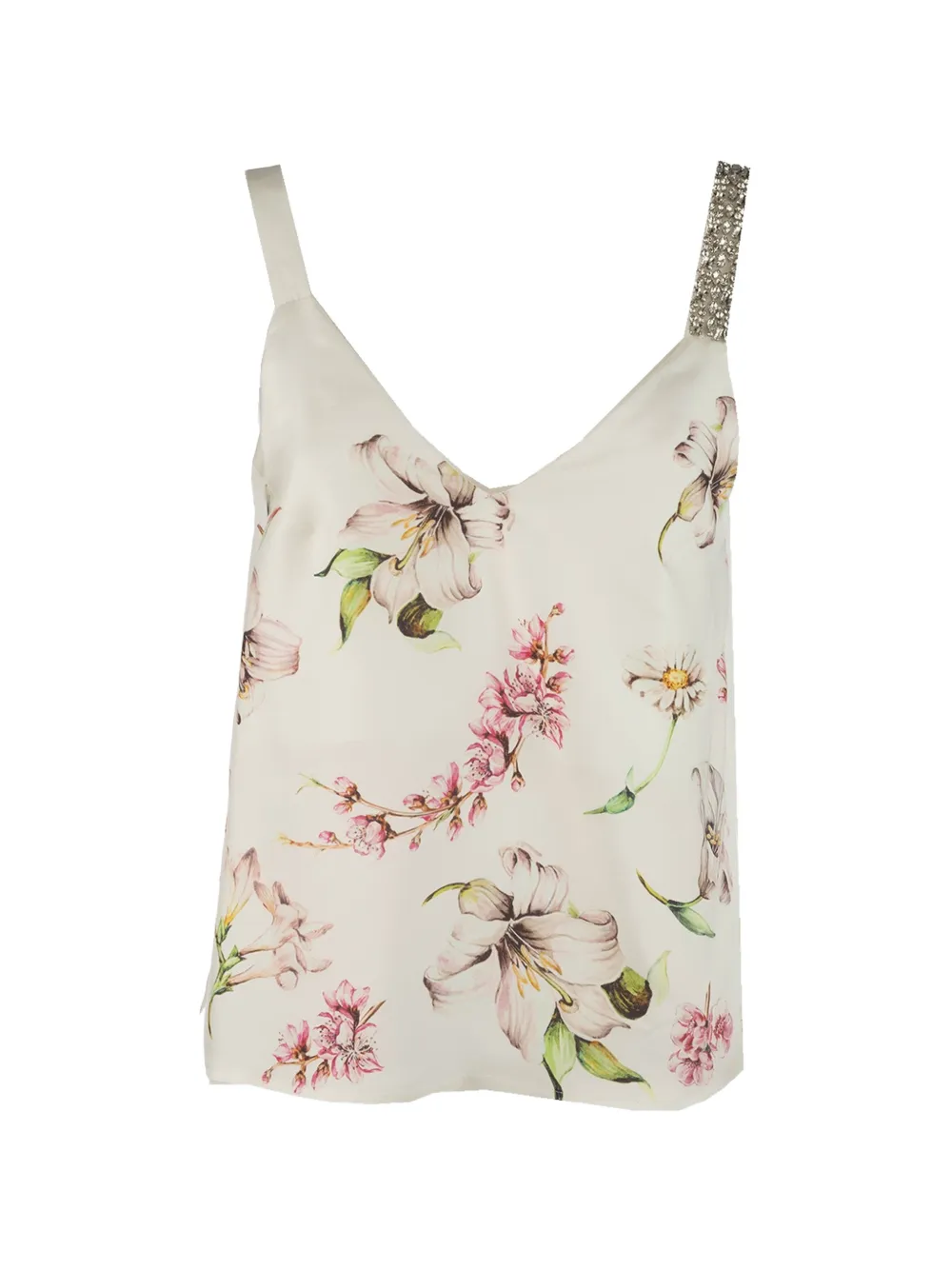 CO.GO floral-print silk top - Bianco