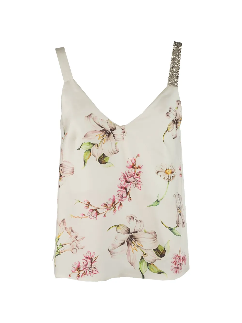 CO.GO floral-print silk top - Bianco