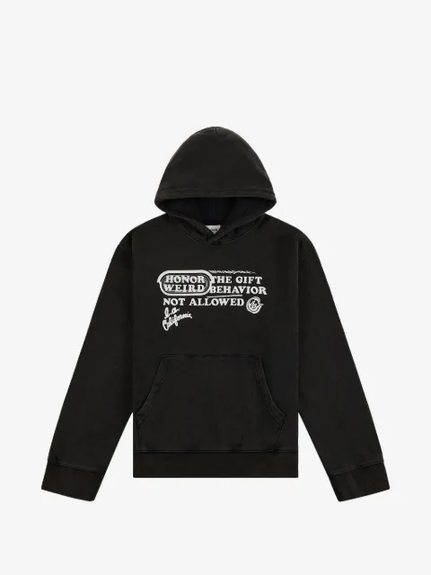 Honor The Gift Not Allowed graphic-print faded hoodie