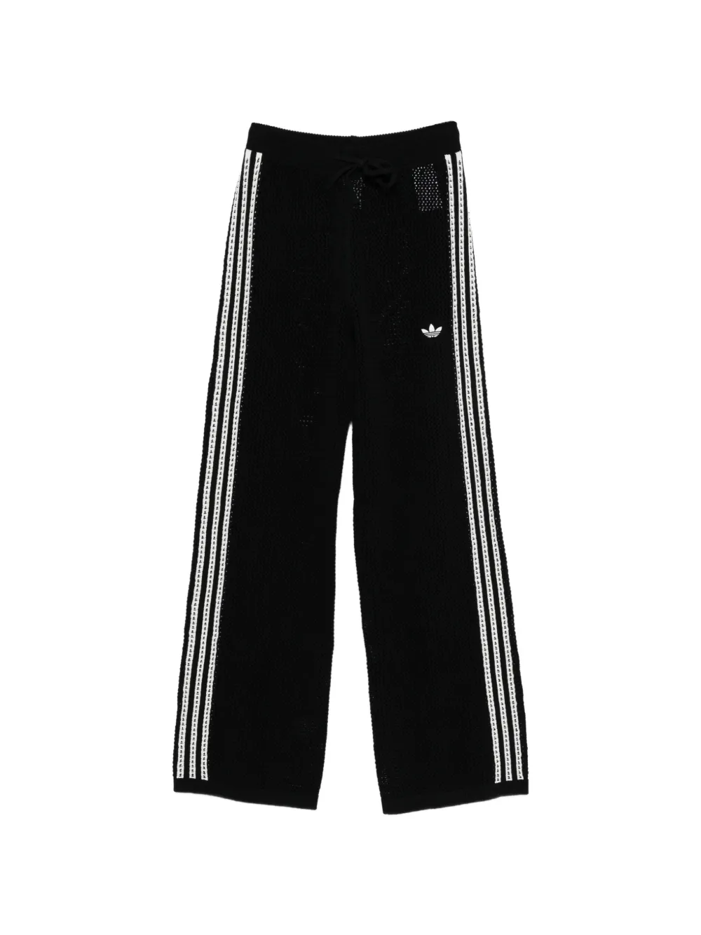 adidas three-stripe open-knit trousers - Schwarz