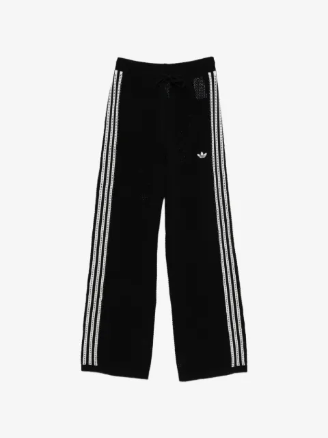 adidas three-stripe open-knit trousers