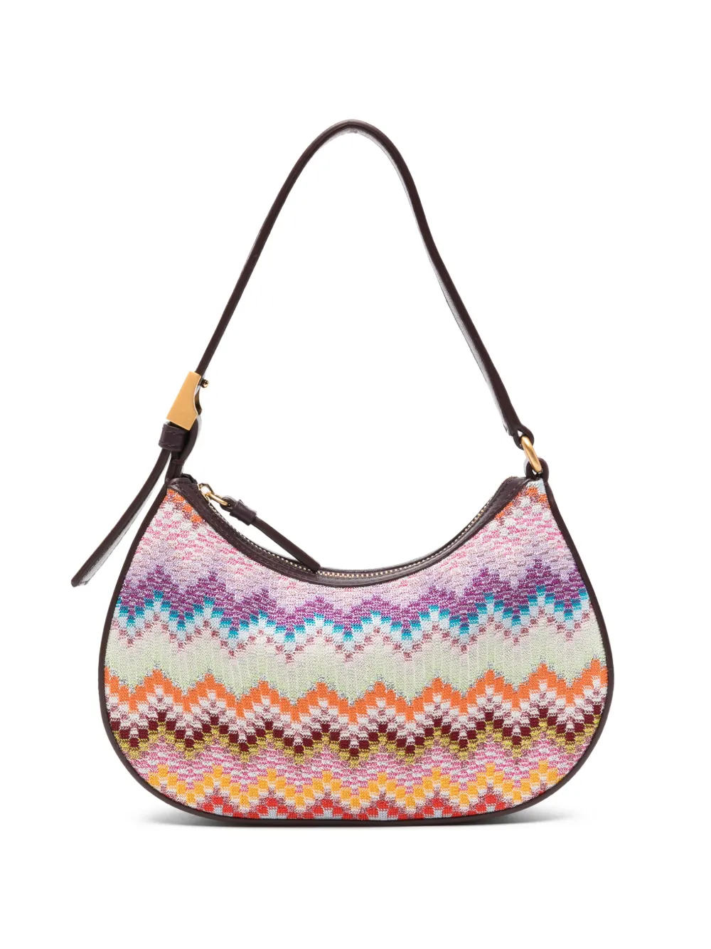 Missoni mini zigzag-knit leather-trim shoulder bag - Viola