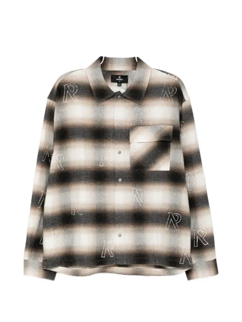 Represent initial-embroidered plaid shirt