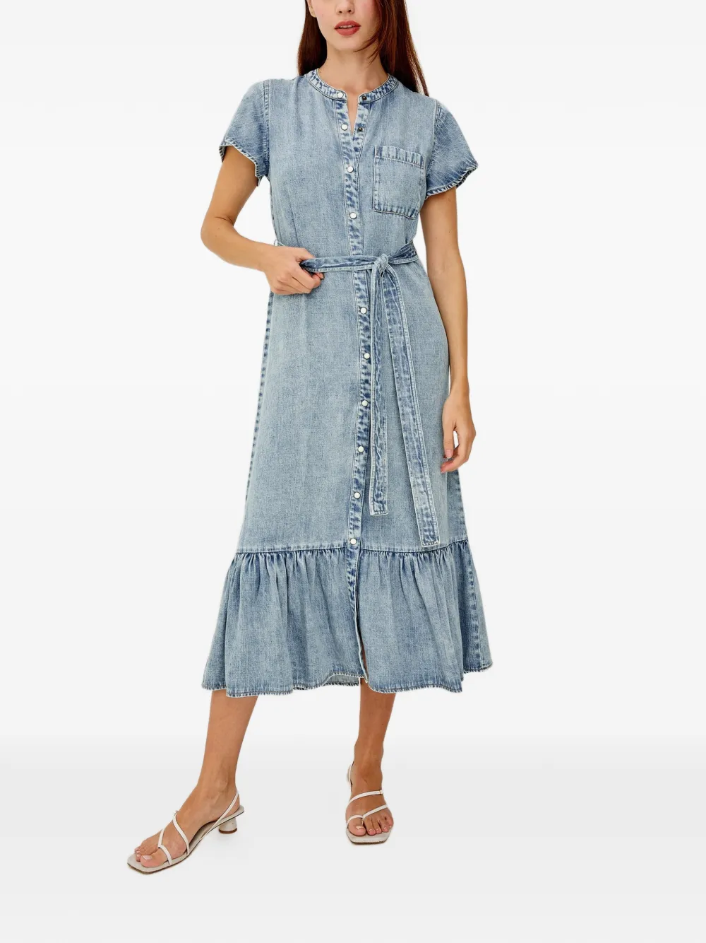 Rails Kahlo ruffled denim midi dress - Blau