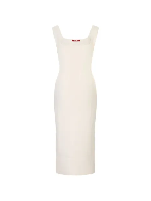 'S Max Mara vestido tejido de canalé midi con cuello cuadrado