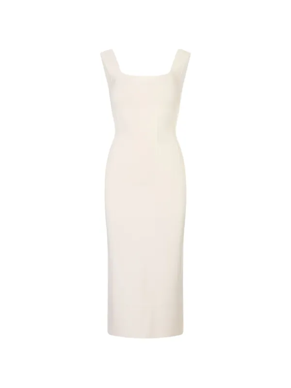 white ribbed dresses Sweepstakes Ribbed Knit Side Split Midi Dress White