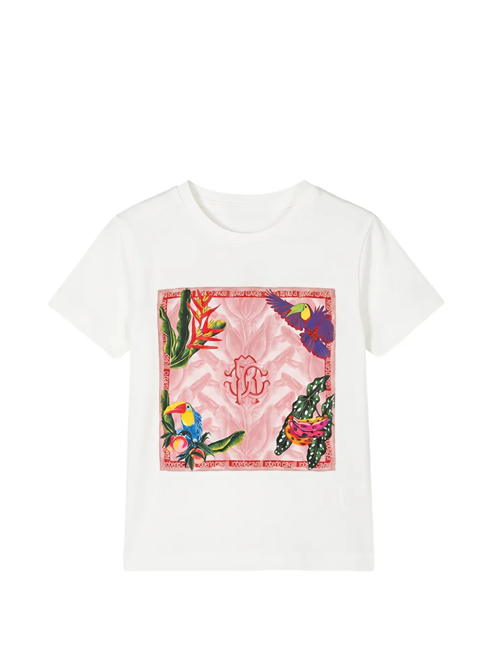 Roberto Cavalli Junior graphic-print logo-detail T-shirt - Bianco