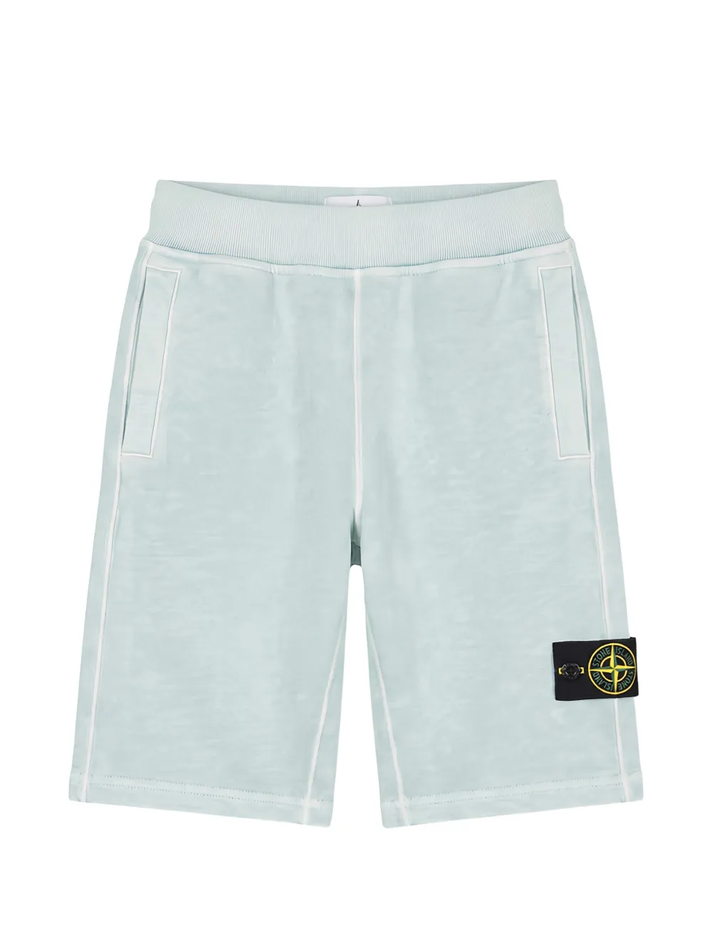 Stone Island Junior Malfilé logo-patch shorts - Blu