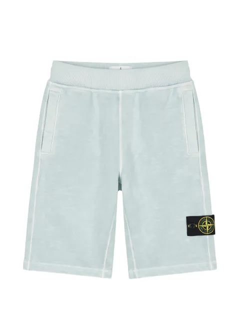 Stone Island Junior Malfilé logo-patch shorts