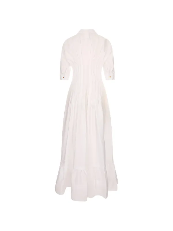 Max Mara Pleated tiered-skirt Maxi Dress | White | FARFETCH