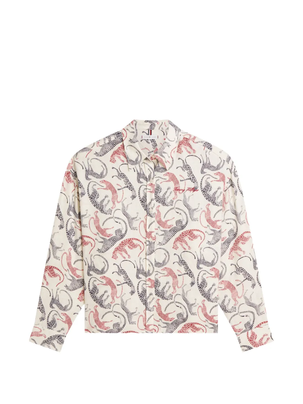 Tommy Hilfiger oversized animal-print linen shirt - Toni neutri