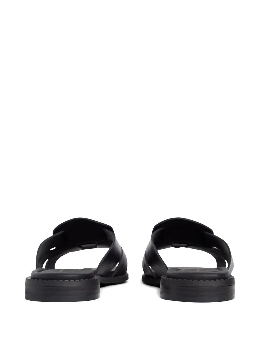 Tommy Hilfiger logo-plaque cut-out square-toe leather sandals Zwart