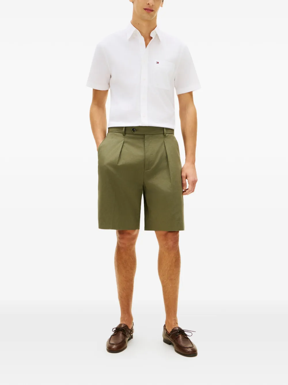Tommy Hilfiger Katoenen Oxford overhemd met korte mouwen en knopen Wit