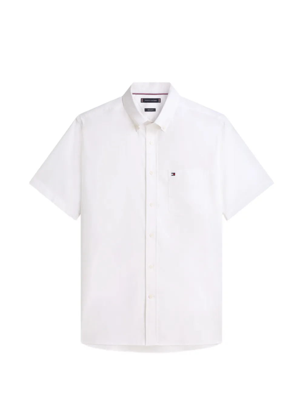 Tommy Hilfiger regular-fit button-down short-sleeve cotton oxford shirt - Bianco