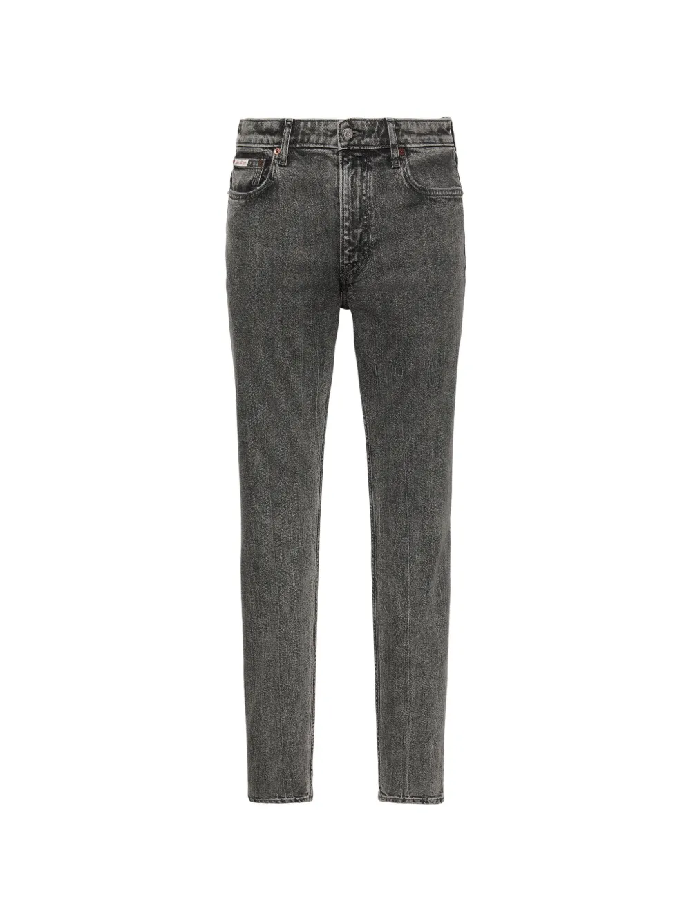 Calvin Klein logo-patch acid-wash jeans - Marrone