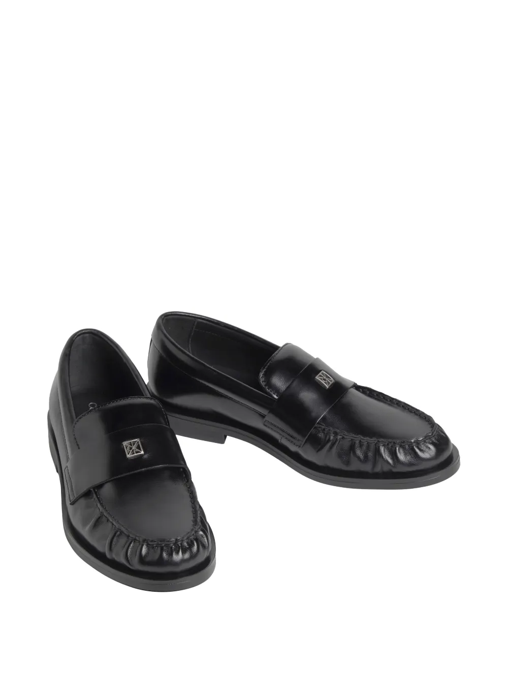 Calvin Klein Theo logo-plaque ruched-detail loafers Zwart
