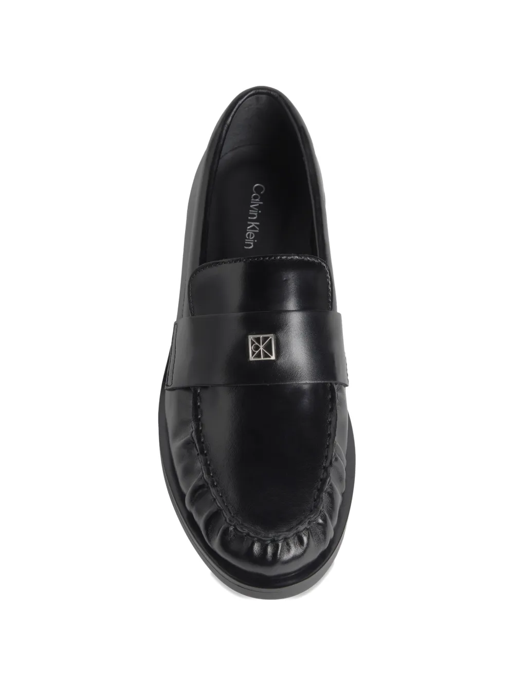 Calvin Klein Theo logo-plaque ruched-detail loafers Zwart