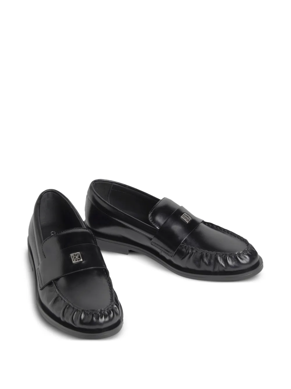 Calvin Klein Theo loafers met ruches en logoplakkaat Zwart
