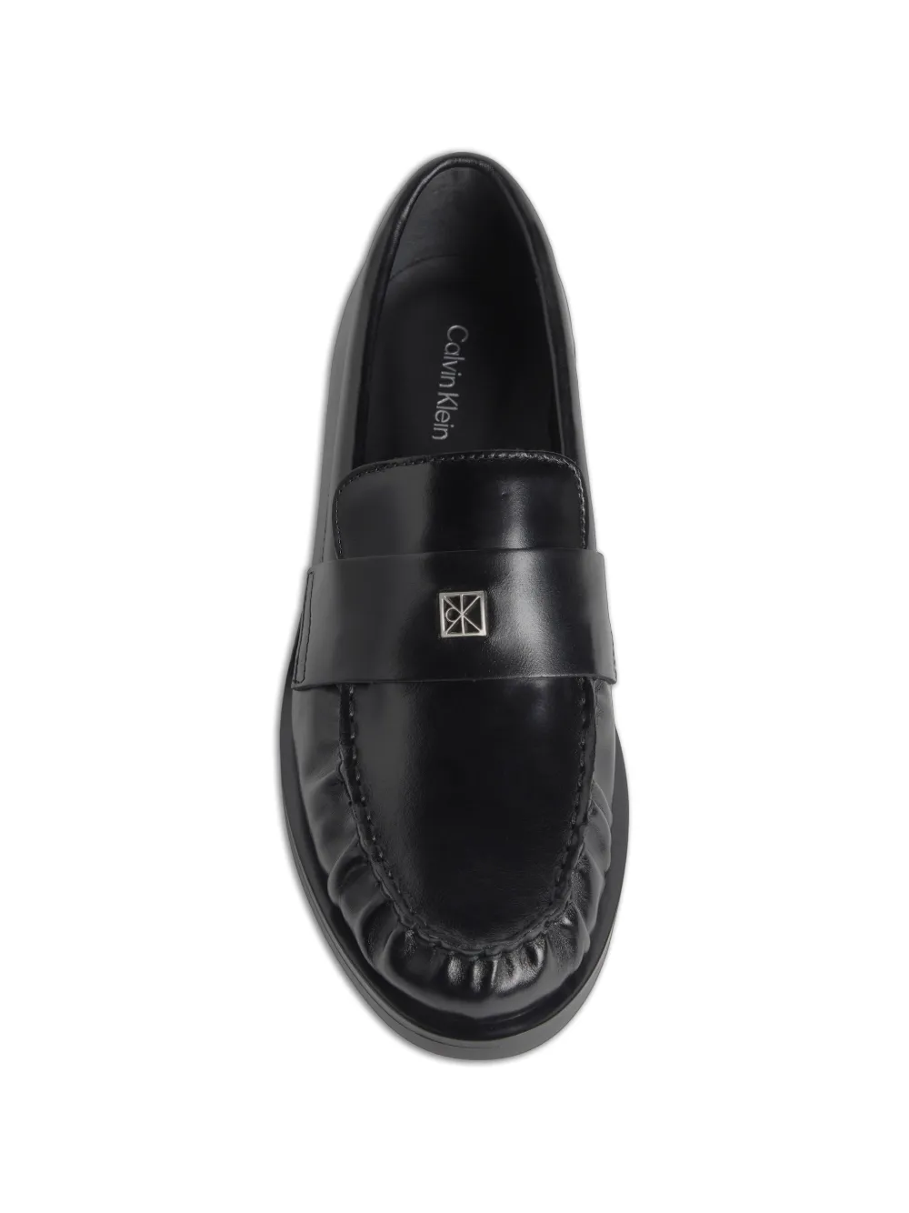 Calvin Klein Theo loafers met ruches en logoplakkaat Zwart
