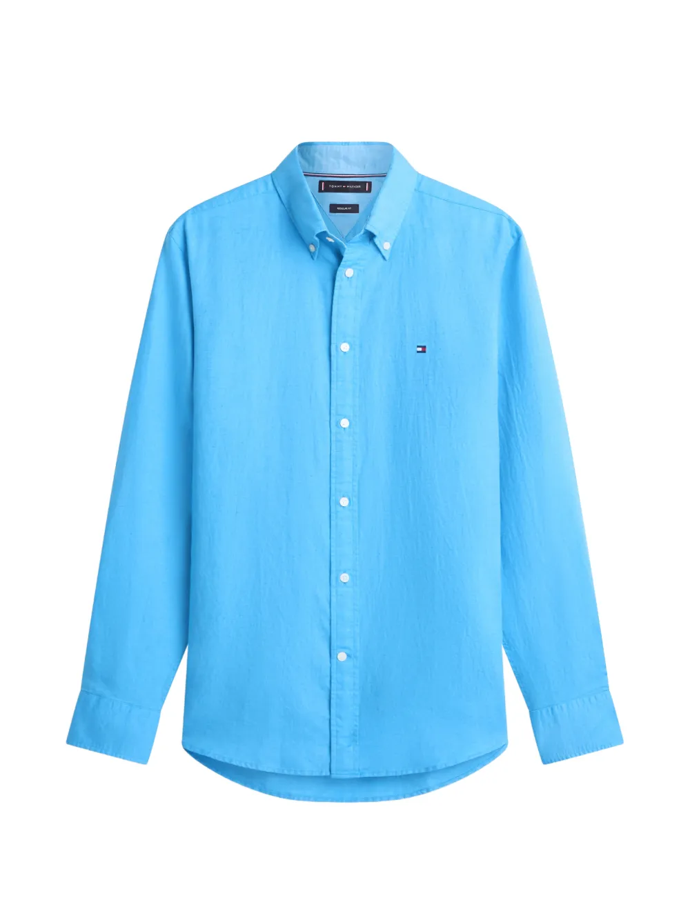 Tommy Hilfiger regular-fit logo-embroidered button-down cotton shirt - Blu